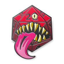 Load image into Gallery viewer, Mimic Die - Hard Enamel Adventure Dice Pin Metal by Norse Foundry
