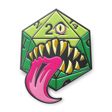 Load image into Gallery viewer, Mimic Die - Hard Enamel Adventure Dice Pin Metal by Norse Foundry