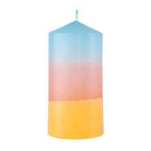 Load image into Gallery viewer, Mini Pillar Candle in Blue Pink Orange | Tri-Colored Ombre Aesthetic Table Candle 4.75"