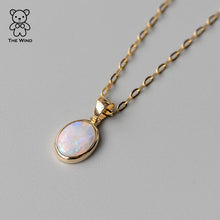 Load image into Gallery viewer, Oval Shaped Australian Solid Opal Necklace 14k Yellow Gold