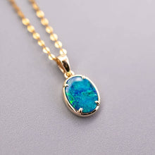Load image into Gallery viewer, Minimal Style Oval Doublet Opal Pendant Necklace 14k Yellow Gold
