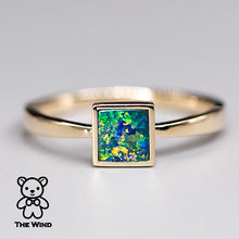 Load image into Gallery viewer, Geometric Square Shaped Australian Doublet Opal Ring 14K Yellow Gold