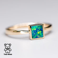 Load image into Gallery viewer, Geometric Square Shaped Australian Doublet Opal Ring 14K Yellow Gold