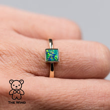Load image into Gallery viewer, Geometric Square Shaped Australian Doublet Opal Ring 14K Yellow Gold