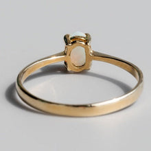 Load image into Gallery viewer, Minimalist Oval Shaped Australian Solid Opal Ring 14K Yellow Gold