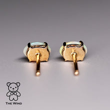 Load image into Gallery viewer, Oval Shaped Australian Solid Opal Stud Earrings 14K Yellow Gold