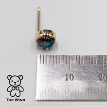 Load image into Gallery viewer, Minimalist Round Shaped Australian Triplet Opal Stud Earrings 14K Yellow Gold
