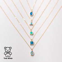 Load image into Gallery viewer, Geometric Oval Shaped Australian Doublet Opal Pendant 14k Yellow Gold