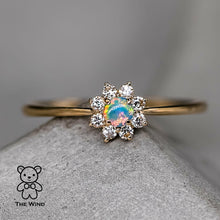 Load image into Gallery viewer, Minimalist Australian Solid Opal Diamond Hola Ring 18K Yellow Gold