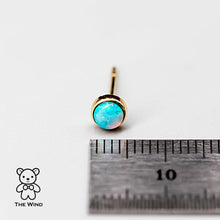 Load image into Gallery viewer, Minimalist Australian Solid Opal Round Stud Earrings 14K Yellow Gold