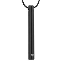 Load image into Gallery viewer, Silver Minimalist Cremation Urn Necklace With Rhinestone Gem
