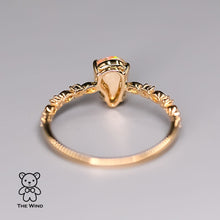 Load image into Gallery viewer, Minimalist Mexican Fire Opal Diamond Engagement Ring 18K Yellow Gold