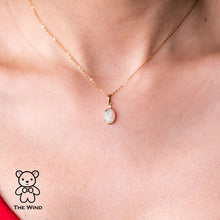Load image into Gallery viewer, Minimalist Oval Australian Solid Opal &amp; Diamond Pendant Necklace 18k Yellow Gold