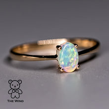 Load image into Gallery viewer, Minimalist Oval Shaped Australian Solid Opal Ring 14K Yellow Gold