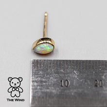 Load image into Gallery viewer, Minimalist Pear Shaped Australian Solid Opal Stud Earrings 14K Yellow Gold