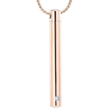 Load image into Gallery viewer, Silver Minimalist Cremation Urn Necklace With Rhinestone Gem