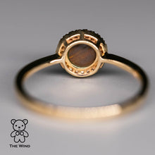 Load image into Gallery viewer, Minimalist Round Shaped Australian Doublet Opal &amp; Diamond Ring 14K Yellow Gold