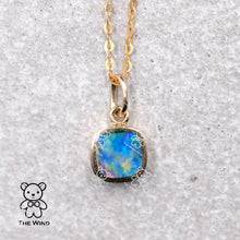 Load image into Gallery viewer, Minimalist Square Australian Doublet Opal Pendant Necklace 14K Yellow Gold