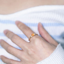 Load image into Gallery viewer, Minimalist Fire Opal &amp; Diamond Engagement Wedding Ring 14k Yellow Gold
