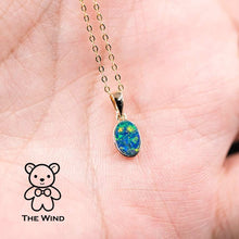 Load image into Gallery viewer, Minimalist Oval Natural Australian Doublet Opal Necklace 14k Yellow Gold