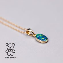 Load image into Gallery viewer, Minimalist Oval Natural Australian Doublet Opal Necklace 14k Yellow Gold