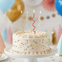 Load image into Gallery viewer, Mod Party Swirl Birthday Cake Candles - 16 Pieces | Twisty Birthday Candles 5.5" Tall