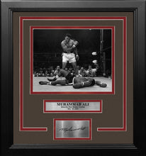 Load image into Gallery viewer, Muhammad Ali Knocks Out Sonny Liston Framed Boxing Photo with Engraved Autograph