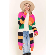 Load image into Gallery viewer, Multi Color Stripe Cardigan with Pockets | Open Front Long Knit Sweater [Sizes SM-L]