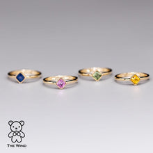 Load image into Gallery viewer, Minimalist Princess Cut Pink Sapphire Ring 14K Yellow Gold