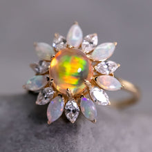 Load image into Gallery viewer, My Shining Star - 1.69ct Fire Opal Marquise Cut Diamond Engagement Ring 18k Gold