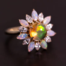 Load image into Gallery viewer, My Shining Star - 1.69ct Fire Opal Marquise Cut Diamond Engagement Ring 18k Gold