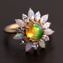 Load image into Gallery viewer, My Shining Star - 1.69ct Fire Opal Marquise Cut Diamond Engagement Ring 18k Gold