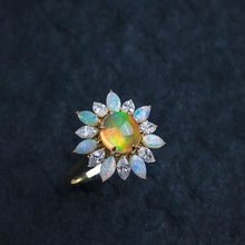Load image into Gallery viewer, My Shining Star - 1.69ct Fire Opal Marquise Cut Diamond Engagement Ring 18k Gold