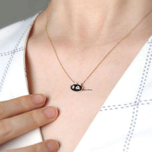 Load image into Gallery viewer, Mystic Black Cat Necklace in 18K Gold with Tsavorite Diamond Eyes