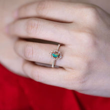 Load image into Gallery viewer, N1 Black Opal  Princess Diamond Halo Engagement Ring 18K Yellow Gold