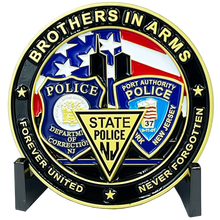 Load image into Gallery viewer, BL9-011 NY NJ Police State Trooper Corrections 9/11 20th Anniversary Commemorative New Jersey Rose Challenge Coin