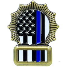 Load image into Gallery viewer, EL1-013 NYPD Detective Beard Gang Skull Challenge Coin Thin Blue Line Back the Blue New York City Police Department