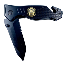 Load image into Gallery viewer, NYPD Detective Knife 3-in-1 Military Tactical Rescue tool knife with Seatbelt Cutter, Steel Serrated Blade, Glass Breaker