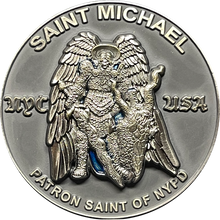Load image into Gallery viewer, BL15-012 New York City Police Department Officer Saint Michael Patron Saint Challenge Coin ST. MICHAEL