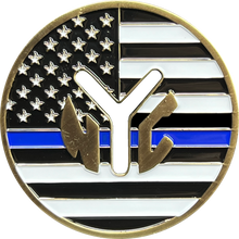 Load image into Gallery viewer, GL1-001 New York City Transit Police Department Thin Blue Line Challenge Coin