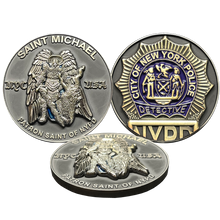 Load image into Gallery viewer, BL13-013 New York City Police Department Detective Saint Michael Patron Saint Challenge Coin ST. MICHAEL