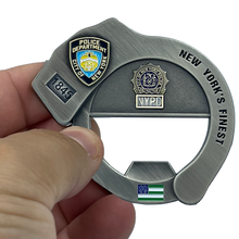 Load image into Gallery viewer, BL9-019 NYPD Officer Sergeant Detective Handcuff Bottle Opener Challenge Coin