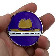 Load image into Gallery viewer, DL6-15 NYS New York State Police Trooper Thin Blue Line Sorry We're Closed Challenge Coin