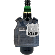 Load image into Gallery viewer, New York City NYC Transit Police Tactical Beverage Bottle Can Cooler Vest with removable patches perfect gift for Challenge Coin collectors