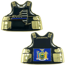 Load image into Gallery viewer, D-018 New York NY LEO Thin Blue Line Police Body Armor State Flag Challenge Coins