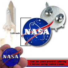 Load image into Gallery viewer, CC-008 NASA Pin with dual pin posts and deluxe pin clasps
