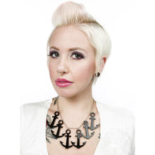Load image into Gallery viewer, Necklace Sourpuss | Anchors Aweigh Nautical Statement Necklace in Black