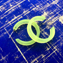 Load image into Gallery viewer, Neon Yellow Frosted Small Classic Hoop Earrings