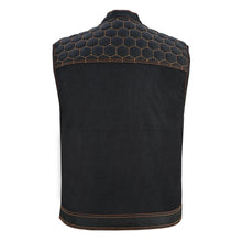 Load image into Gallery viewer, Night Tiger Men's Black Mesh Textile Vest with Orange Diamond Stitch