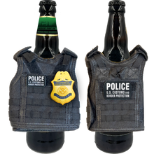Load image into Gallery viewer, GB2-002 CBP Officer OFO Field Operations Tactical Beverage Bottle or Can Cooler Vest with removable patches perfect gift for Challenge Coin collectors